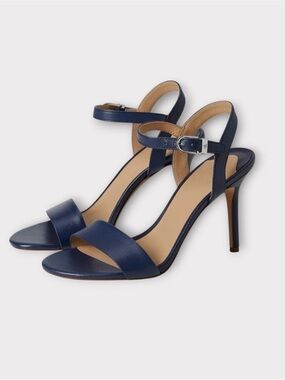 LAUREN RALPH LAUREN NWT Gwen Nappa Leather Sandals | Navy Ankle Strap Heels